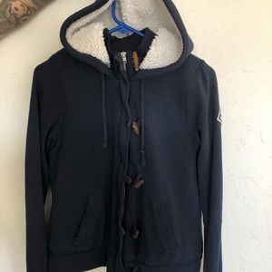 Dark blue Hollister zip-up hoodie